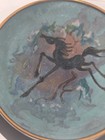 Vintage Sagitta Holland Enamel Copper Horse Bowl Dish Mid Century Modern Signed