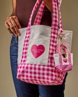 New Bath   Body Works Pink Gingham Tote Bag   Matching Mini Keychain Charm Set