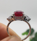 5 50 Ct Cushion Cut Certified Real Ruby   Diamond Wedding Ring 14k White Gold