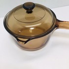 Vtg Vision Corning Ware Amber 1 Litre Sauce Pan W Spout And Pyrex Glass Lid