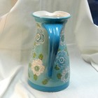 Dutch Wax Floral Ceramic Pitcher Aqua 64 Oz Coastline Imports