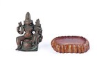 Vintage Indian Bronze Vishnu And Lakshmi Sculpture