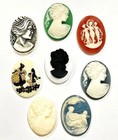 15 Vintage Acrylic Cameos  hong Kong Japan West German  Diy Jewelry Making C81