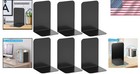 Elegant 6-piece Black Metal Bookends Set - Heavy Duty For Home   Office