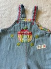 Buster Brown Girls Denim Overall One-piece 12-18m Flower Embroidered