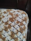 Tan And White Crocheted Afghan Throw Blanket 102    X 86    Vintage Pattern King