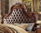 Special - Traditional Cherry Oak Brown   Faux Leather Queen King Bedroom Set Aab