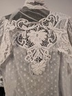Victorian 19th C Dot Cotton Batiste Blouse W Hand Made Lace - As Presented
