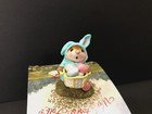 Wee Forest Folk M-82       Easter Bunny-mouse       Aqua  Retired     Pristine W box