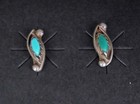 Vintage Zuni Sterling Silver   Petitpoint Turquoise Earrings