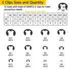 900pcs C Clips Assortment  m5-m16  And E Black Size 900pcs 