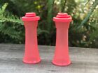 Tupperware Small Hourglass  Set Salt And Pepper Shakers In Guava Color New