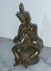 Antique Indian Hindu Brass Statue Figurine - Deity Playing A Musical Instrument