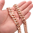 10mm 14mm Women Mens Rose Gold Stainless Steel Miami Cuban Link Chain Necklace