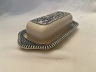 Vintage Currier   Ives Sleigh Ride Covered Butter Dish