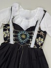 Black Cotton German Tyrol Folk Bavarian Long Dirndl Dress Oktoberfest Size 36 s