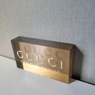 Gucci Official Dealer Lucite Logo Sign Gold Acrylic Display Block Boutique Decor