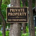 Large  4 Pack  Private Property No Trespassing Sign  10 x14   Elegant Black No T