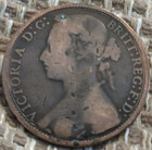 1875 Wide Victorian Bun young Head One Penny Queen Victoria Coin See Pics S 68