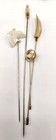 Vintage Mother Of Pearl Hat Pins Lot - 4 Carved Shell Stick Pins Antique Style
