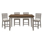 Gray Cherry Wood 5-pc Counter Height Dining Set W storage Drawers  4 Chairs
