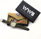 Ww2 Military Watch Vintage Usaaf Swiss Quartz Canvas Strap 10 Atm