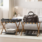 2 Pack Luggage Rack  Folding Luggage Rack For Guest Room  Walnut Bamboo Suitcase