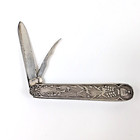 Rare Antique Victorian Ornate Silver Folding Fruit Knife   Pick Rogers Cutlery