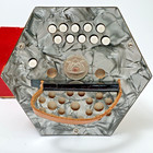 Vintage 1940s Scholer 20 Button Concertina Accordion Germany Ussr Occupied Box