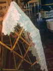 Crochet Granny Square Sofa Throw Blanket  Rectangle  White  Vintage  Textured