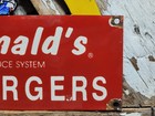 Vintage Mcdonalds Porcelain Sign Old Fast Food Restaurant Hamburgers Speedee Fry