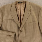 Vtg Claiborne Jacket 54l 3xlt Beige Windowpane Check Silk Wool Blazer