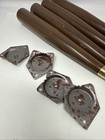 Vintage Mcm Set Of 4 15    Tapered Wood Table Legs W  Metal Mounting Plates