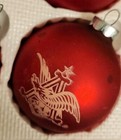Vtg 1960s Anheuser Busch Red Glass Christmas Ornament Budweiser Eagle 2    Rare