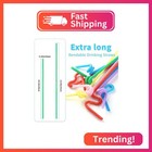 100 Pcs Colorful Flexible Plastic Straws 12 9 Inch Extra Long Disposable Bendabl