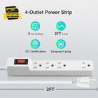 Power Strip Surge Protector 2-pack - 4 Outlets   2 Ft Extension Cord  1875w 15a