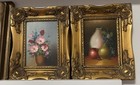 Vintage Still Life Oil Paintings- Set Of 2 In Gilt Frames