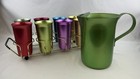 Rare Vintage Mcm Colorful Anodized Aluminum Tumblers With Pitcher   Caddy