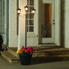 Gama Sonic Triple Head Solar Lamp   Post Set With Round Planter   sb14m0053 