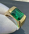 14k Solid Yellow Gold With Green Emerald Gemstone Wedding Ring For Men s Gift 