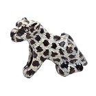 Carved Stone Cheetah Leopard Figurine Seated Sculpture Small Black White Cat