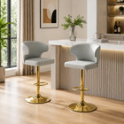 Adjustable Swivel Bar Stool Set Of 2  Pu Leather  Grey  300 Lbs Capacity