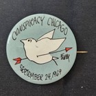 Conspiracy Chicago 7 Sevenjules Feiffer September 24 1969 Button Pin Vtg Rare