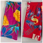 2 Pair 80s Jams World Surf Line Drawstring Hawaiian Shorts Kids Boys Girls 10 12