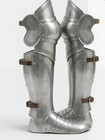 Medieval Engraved Steel Larp Gothic Leg Armor With Sabatons Knight Greaves Cospl