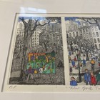 Signed John Dorish New York Tryptich Nyc Framed Artist Proof Etching 15   x19   