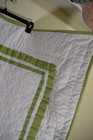 Classic Pottery Barn Kids White Green Striped Crib Quilt 36x48