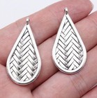 Clearance 10pcs Antique Silver 2 Sided Braid Teardrop Shape Pendant Ggs14