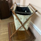Very Nice Vintage Sewing  Basket Yarn Bag With Folding Frame Mcm