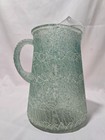 Retro Spaghetti String Aqua Glass Pitcher With Handle   Pour Spout Mcm